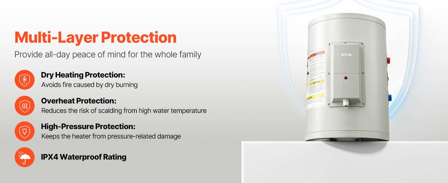 6 Gallon Electric Tank Water Heater 1600W Point-of-Use Unit - Image 10