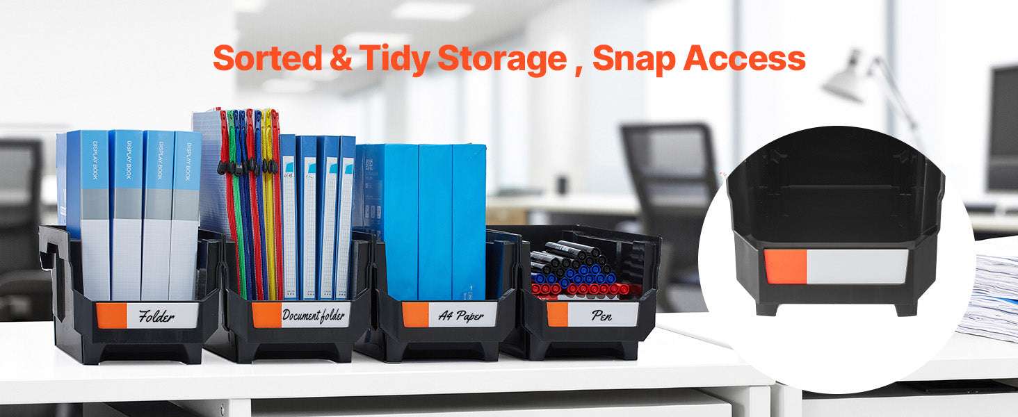 Stackable Storage Bins Set of 6 with Front Access Organizer Boxes - Image 14