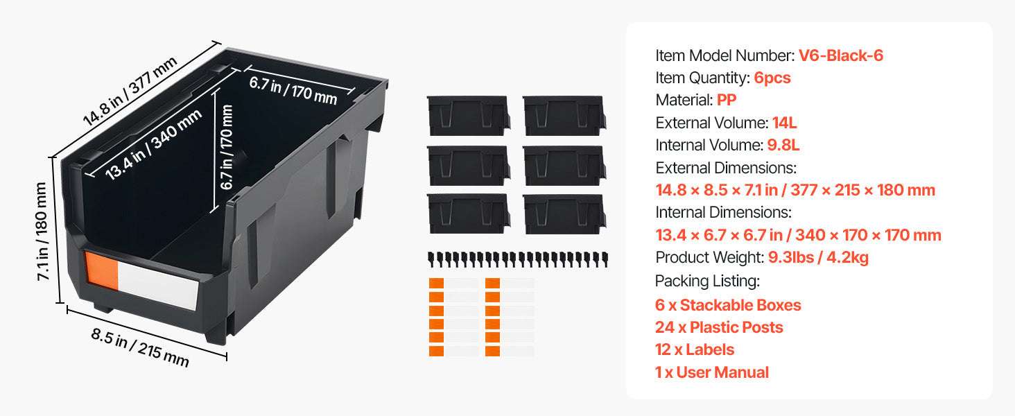 Stackable Storage Bins Set of 6 with Front Access Organizer Boxes - Image 18
