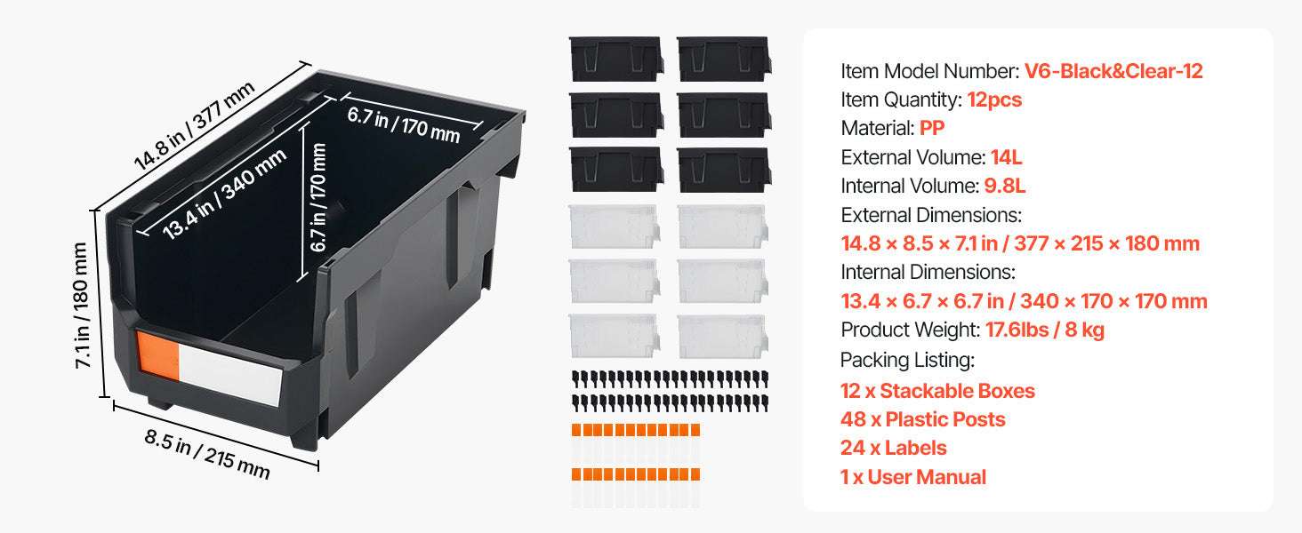 Stackable Storage Bins Set of 6 with Front Access Organizer Boxes - Image 19