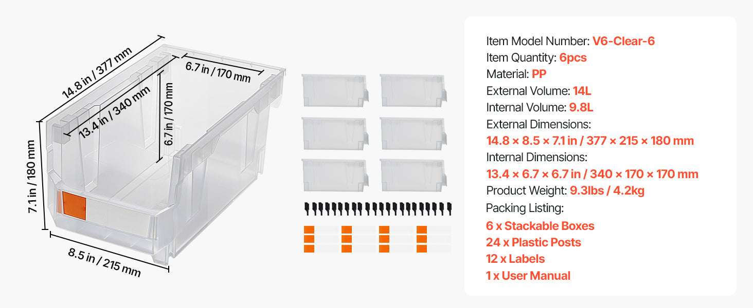 Stackable Storage Bins Set of 6 with Front Access Organizer Boxes - Image 20