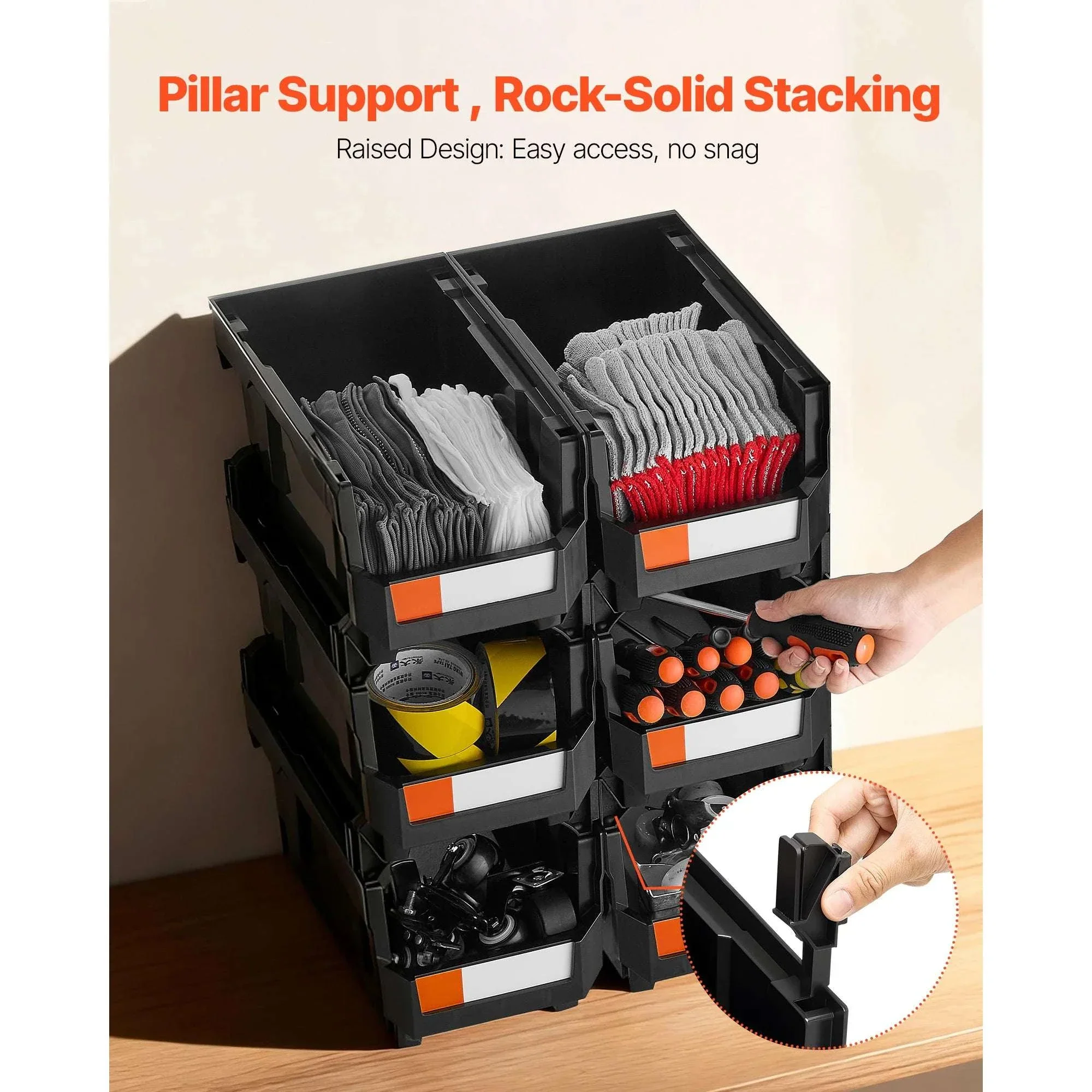 Stackable Storage Bins Set of 6 with Front Access Organizer Boxes - Image 4