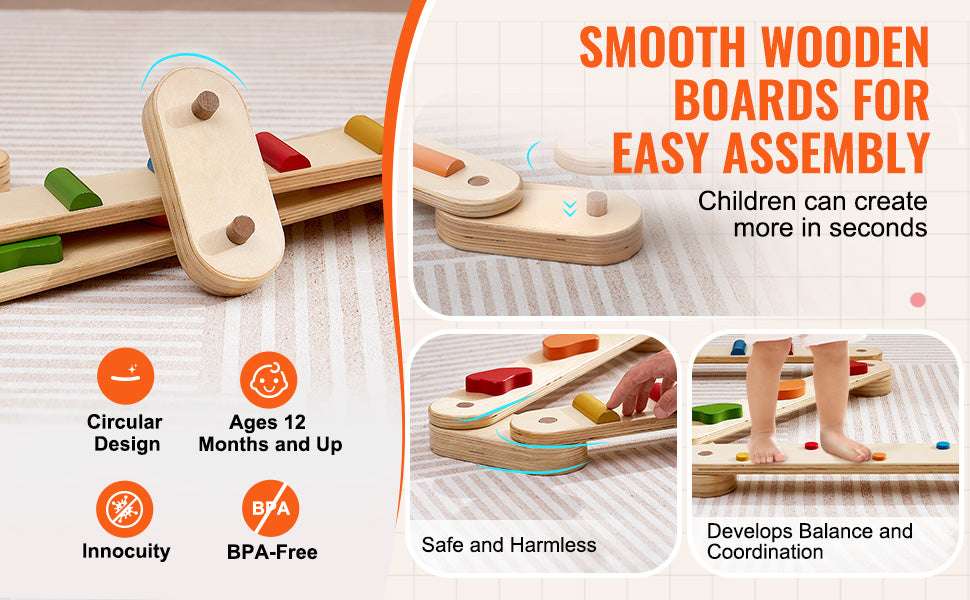 Wooden Balance Beam Stepping Stones Set for Kids 2–6 - Image 10