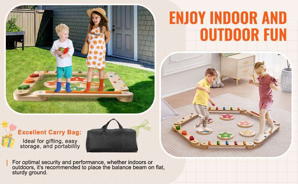 Wooden Balance Beam Stepping Stones Set for Kids 2–6 - Image 11