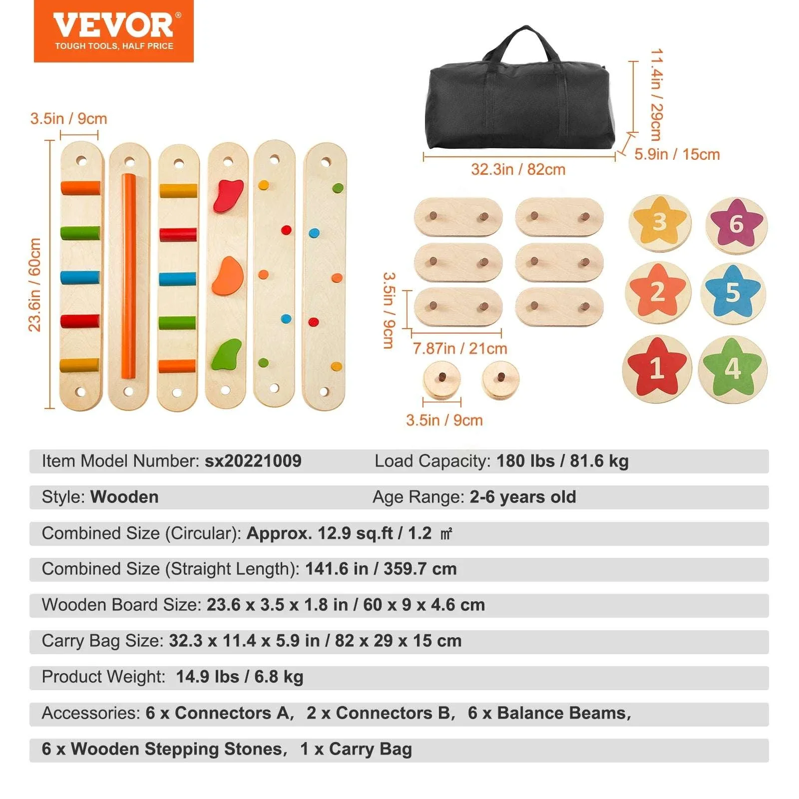 Wooden Balance Beam Stepping Stones Set for Kids 2–6 - Image 14