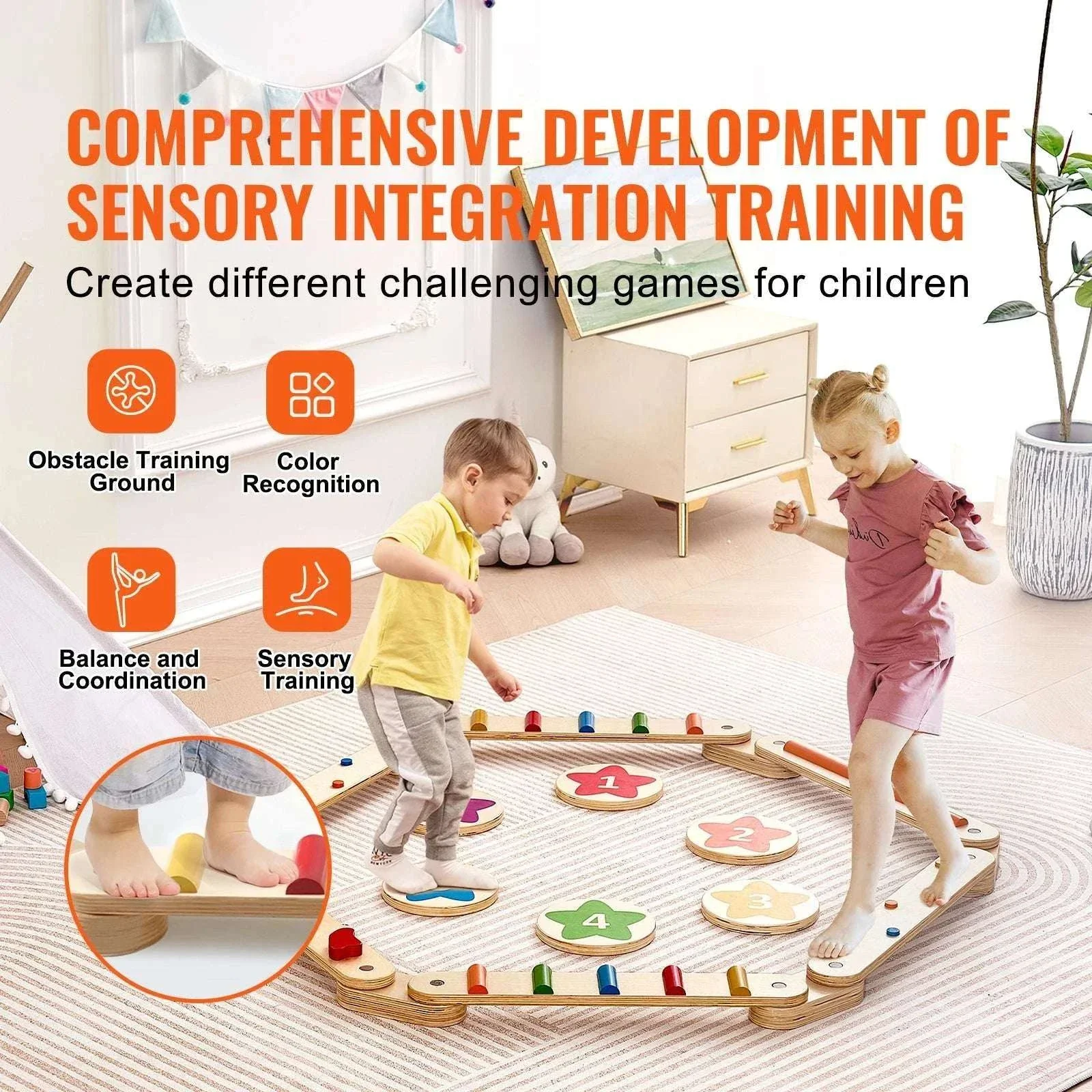 Wooden Balance Beam Stepping Stones Set for Kids 2–6 - Image 2