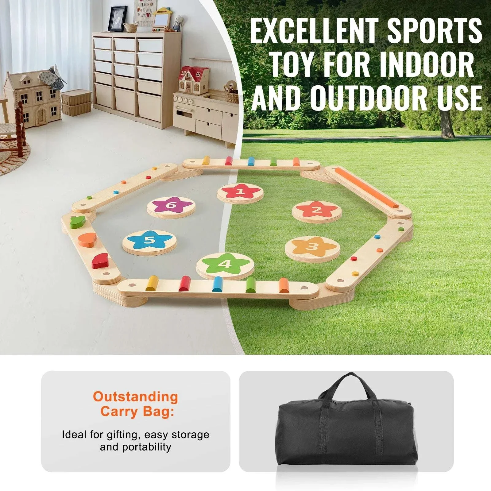 Wooden Balance Beam Stepping Stones Set for Kids 2–6 - Image 5