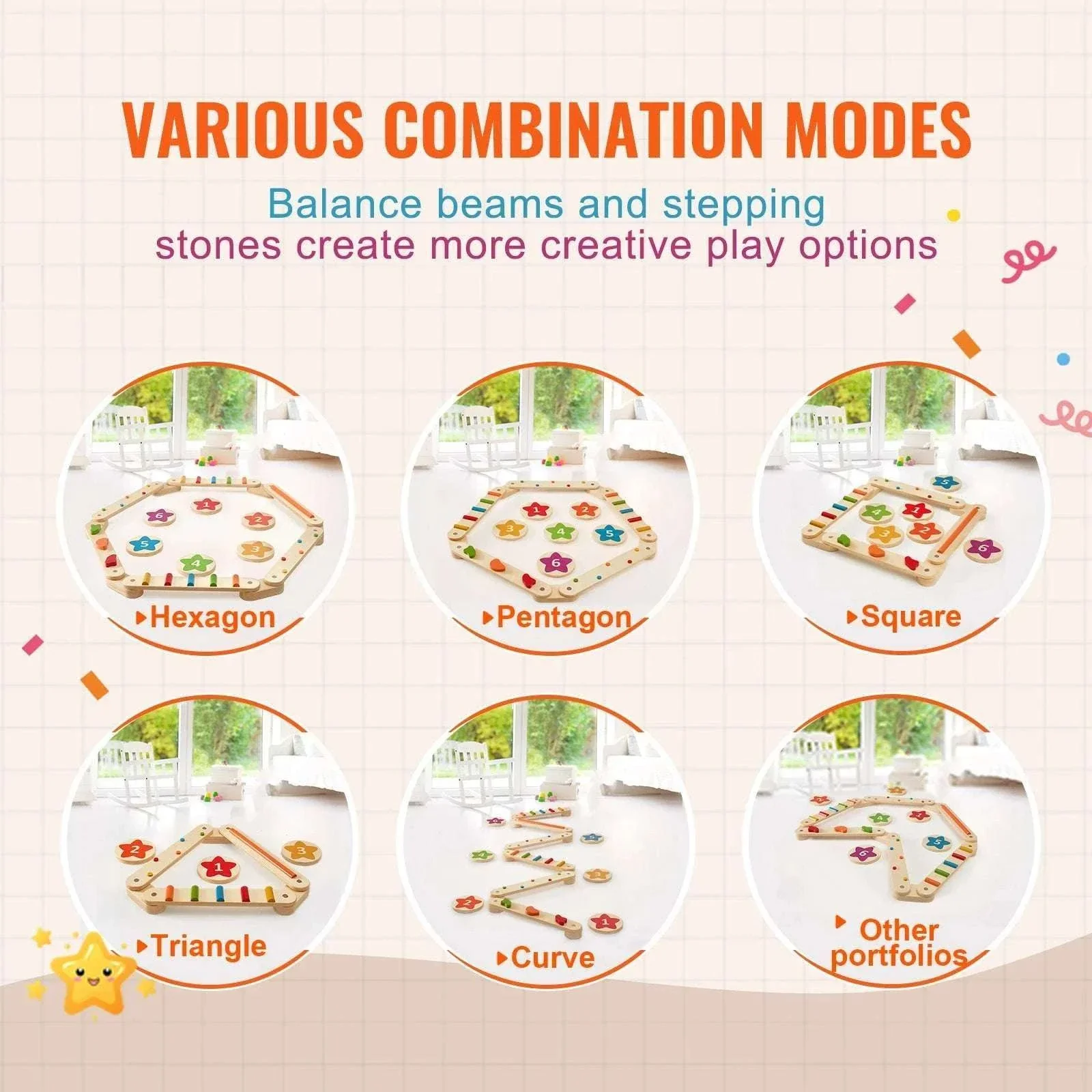 Wooden Balance Beam Stepping Stones Set for Kids 2–6 - Image 6
