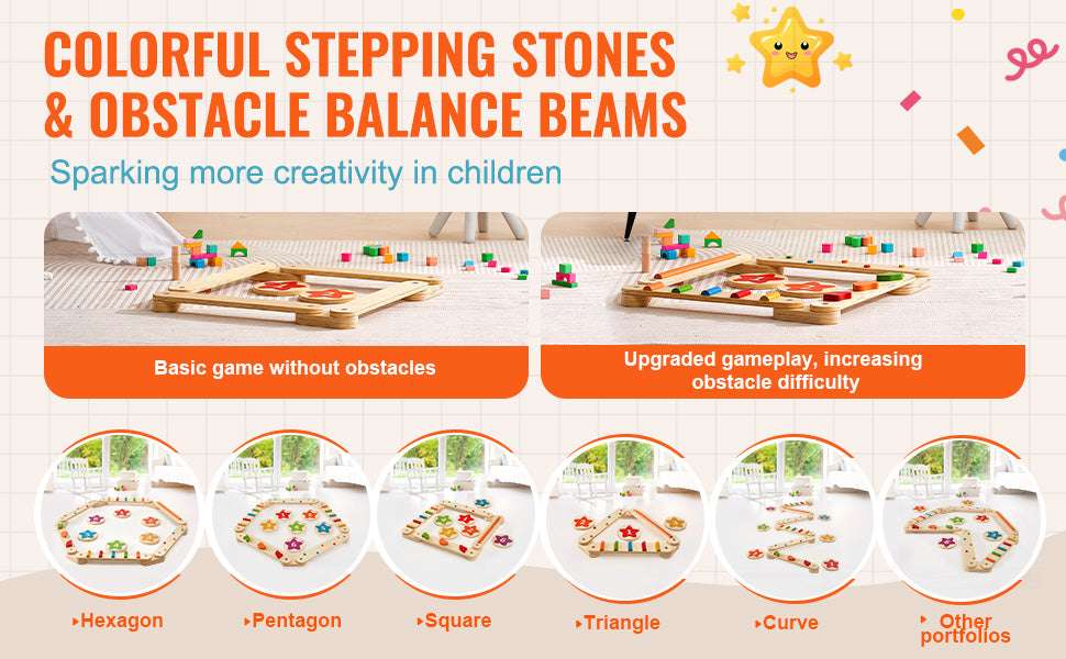 Wooden Balance Beam Stepping Stones Set for Kids 2–6 - Image 9