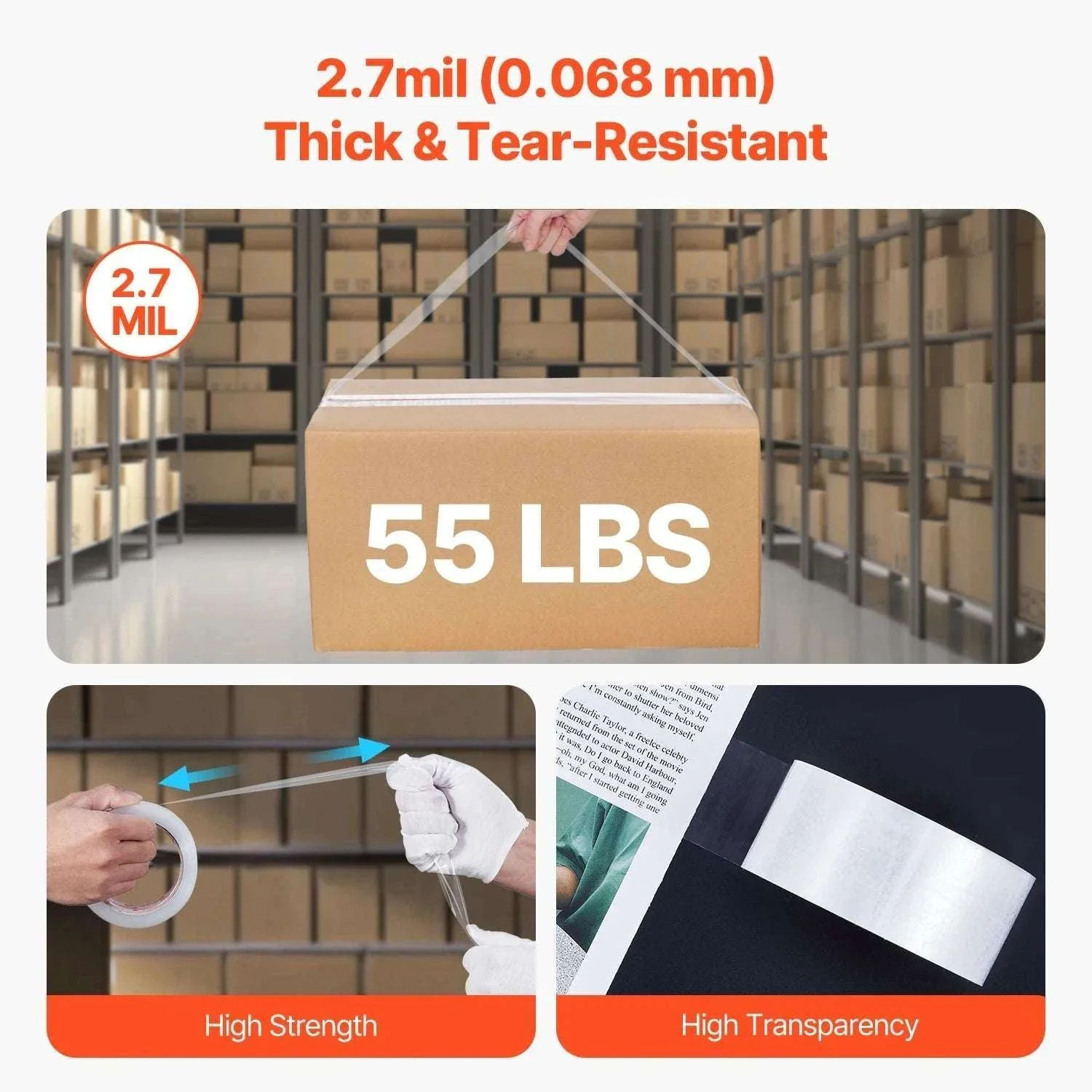 Clear Packing Tape Set with 6 Rolls & Dispensers for Shipping - Image 4