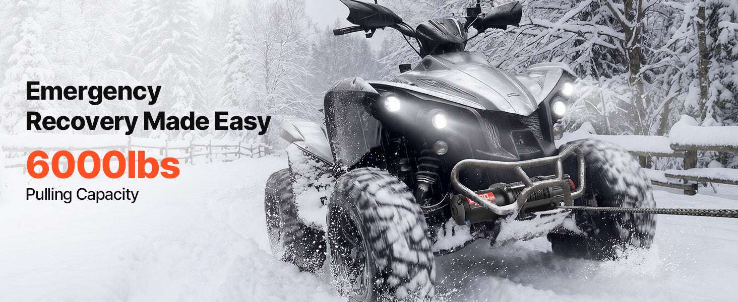 6000lb 12V ATV UTV Electric Winch with Remote & 49.2ft Cable - Image 8