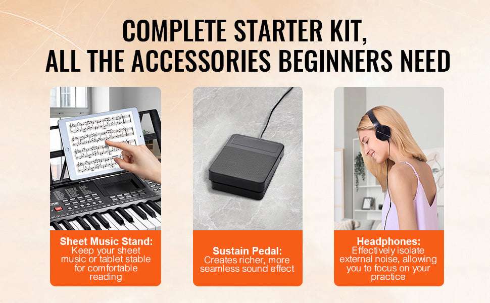 61-Key Digital Keyboard Piano with 200–600 Tones for Beginners - Image 15