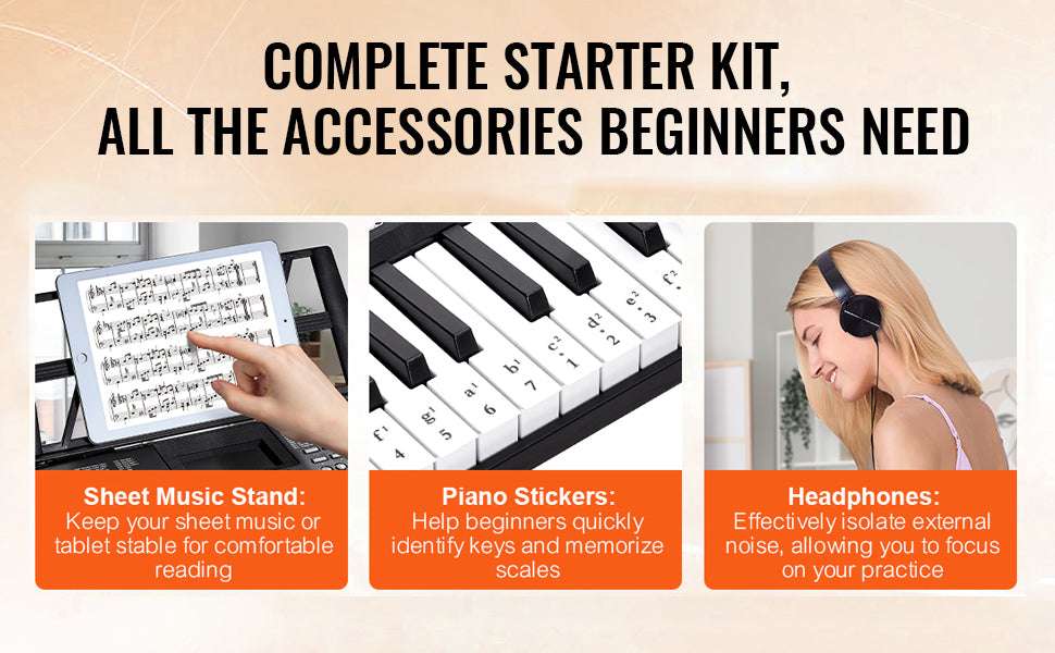 61-Key Digital Keyboard Piano with 200–600 Tones for Beginners - Image 10