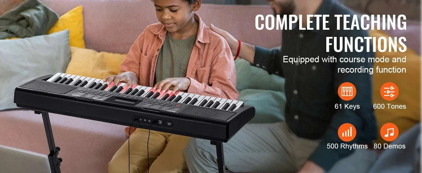 61-Key Digital Keyboard Piano with 200–600 Tones for Beginners - Image 13