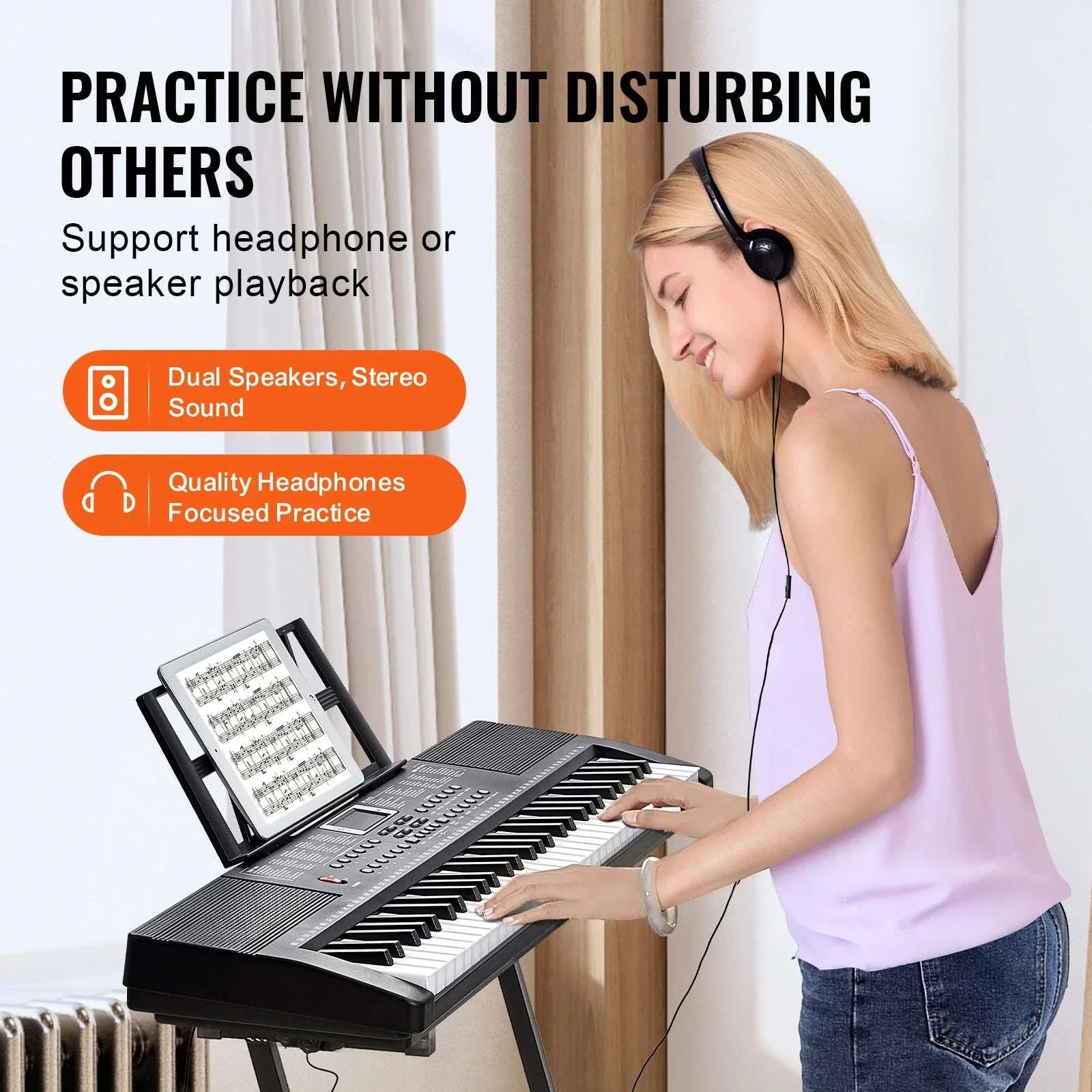 61-Key Digital Keyboard Piano with 200–600 Tones for Beginners - Image 6