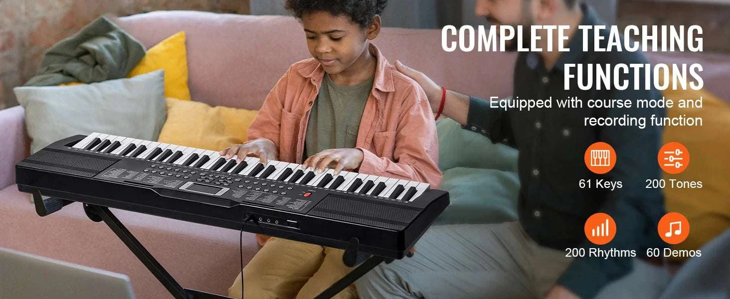 61-Key Digital Keyboard Piano with 200–600 Tones for Beginners - Image 8