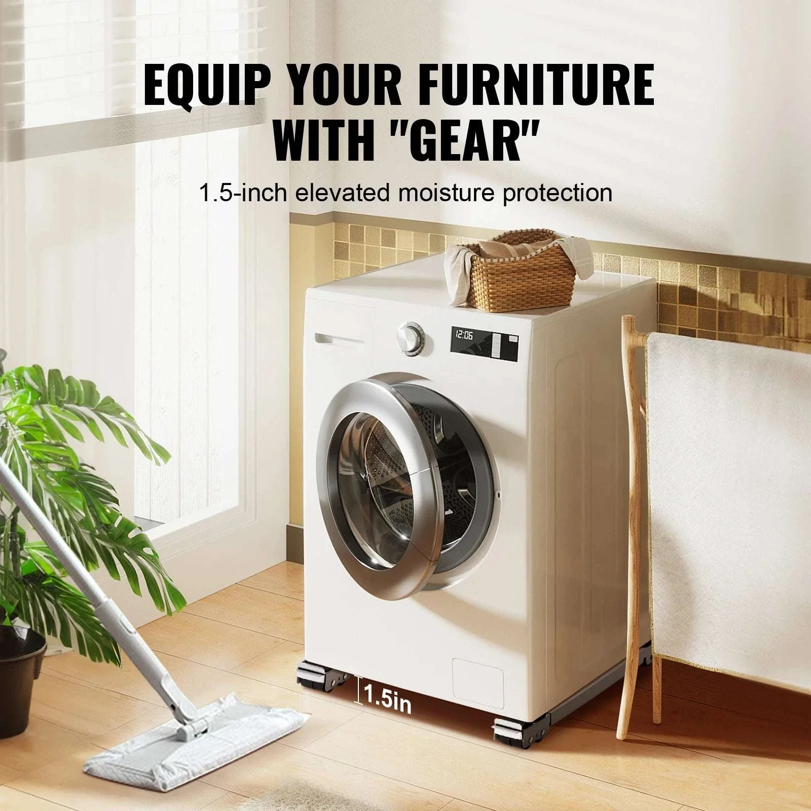 Adjustable Washing Machine Stand with Wheels 660 lbs Capacity - Image 4