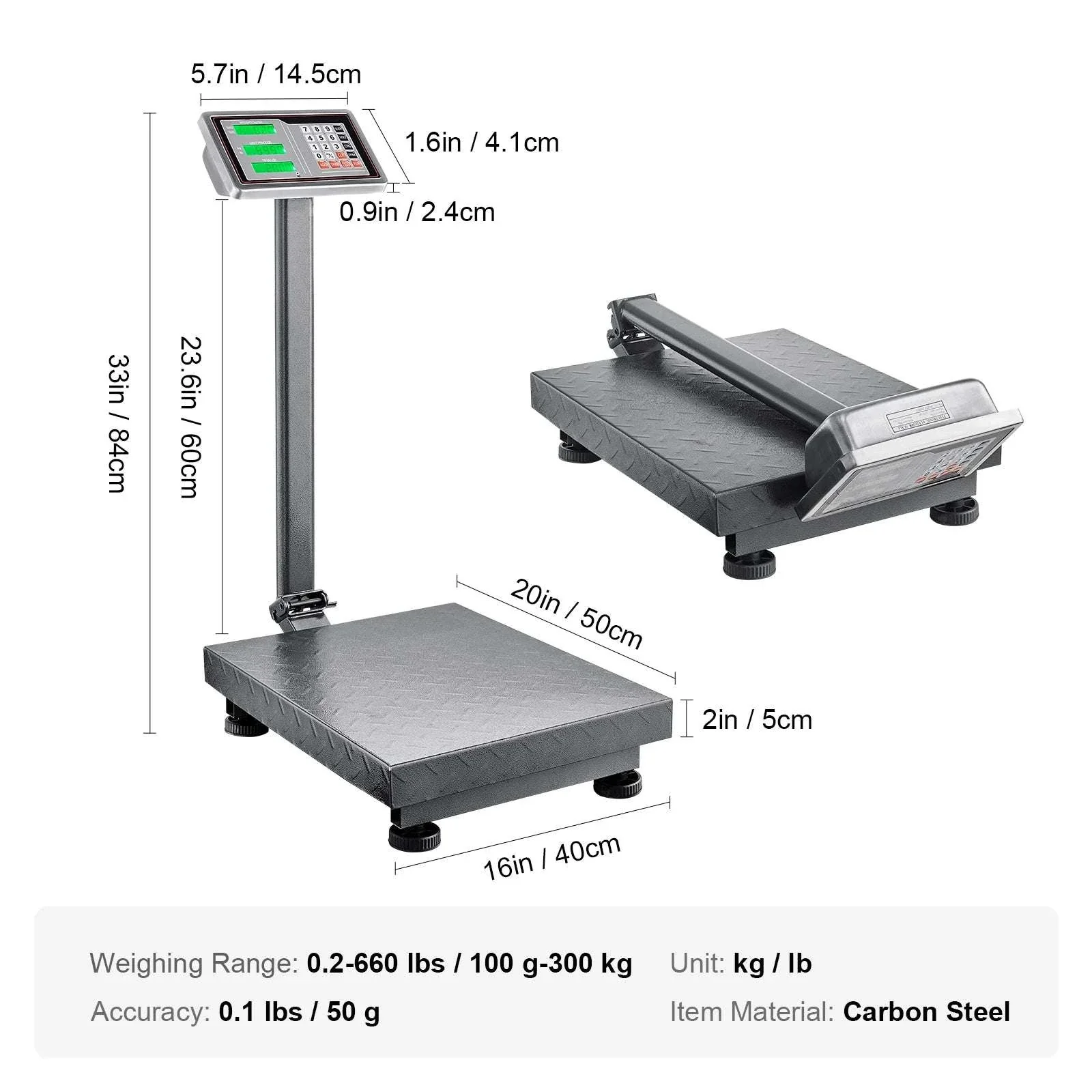 660 lbs Digital Platform Floor Scale with LED Display & Dual Power - Image 18