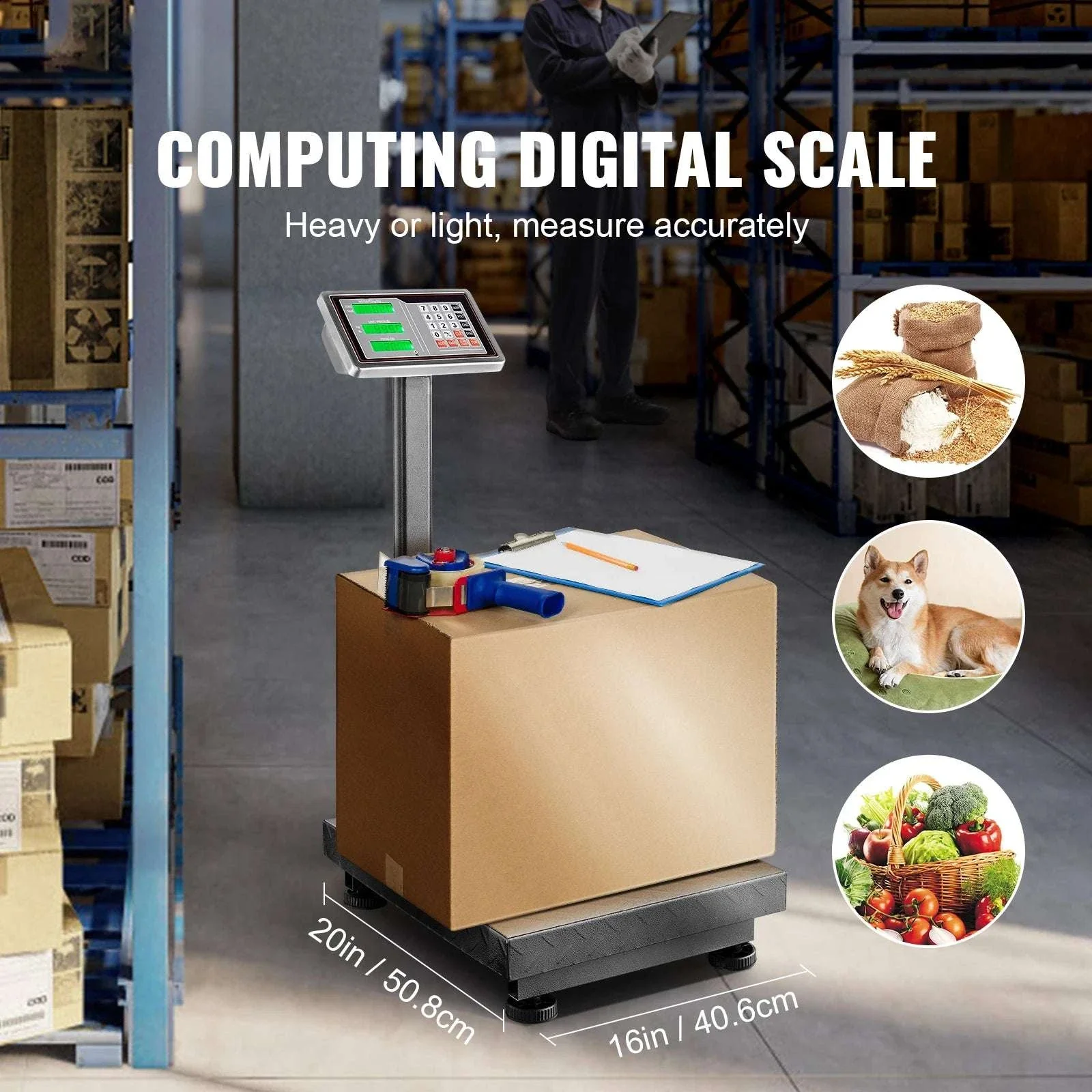 660 lbs Digital Platform Floor Scale with LED Display & Dual Power - Image 3