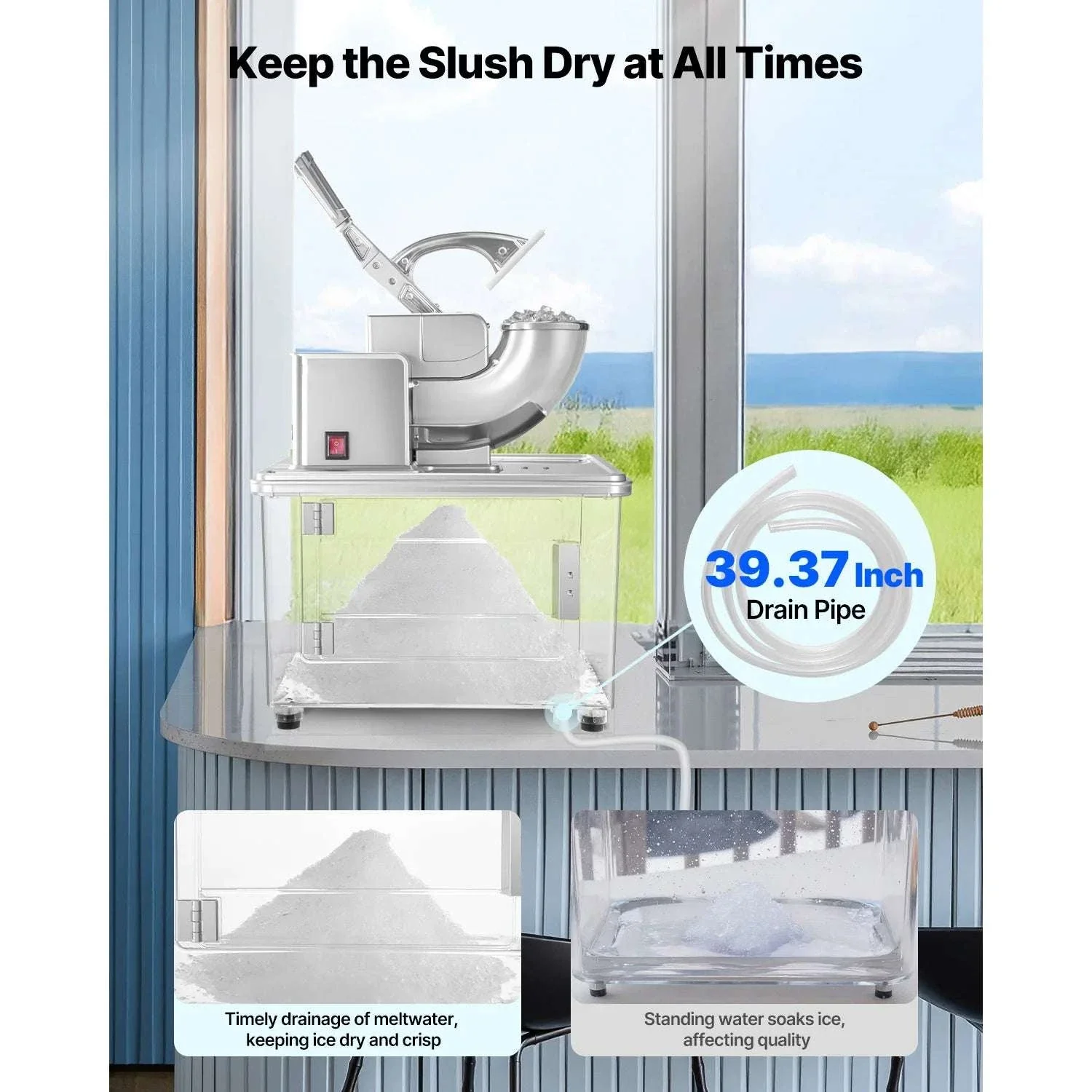 Commercial Ice Crusher 661 lbs/h Electric Snow Cone Machine 350W - Image 4