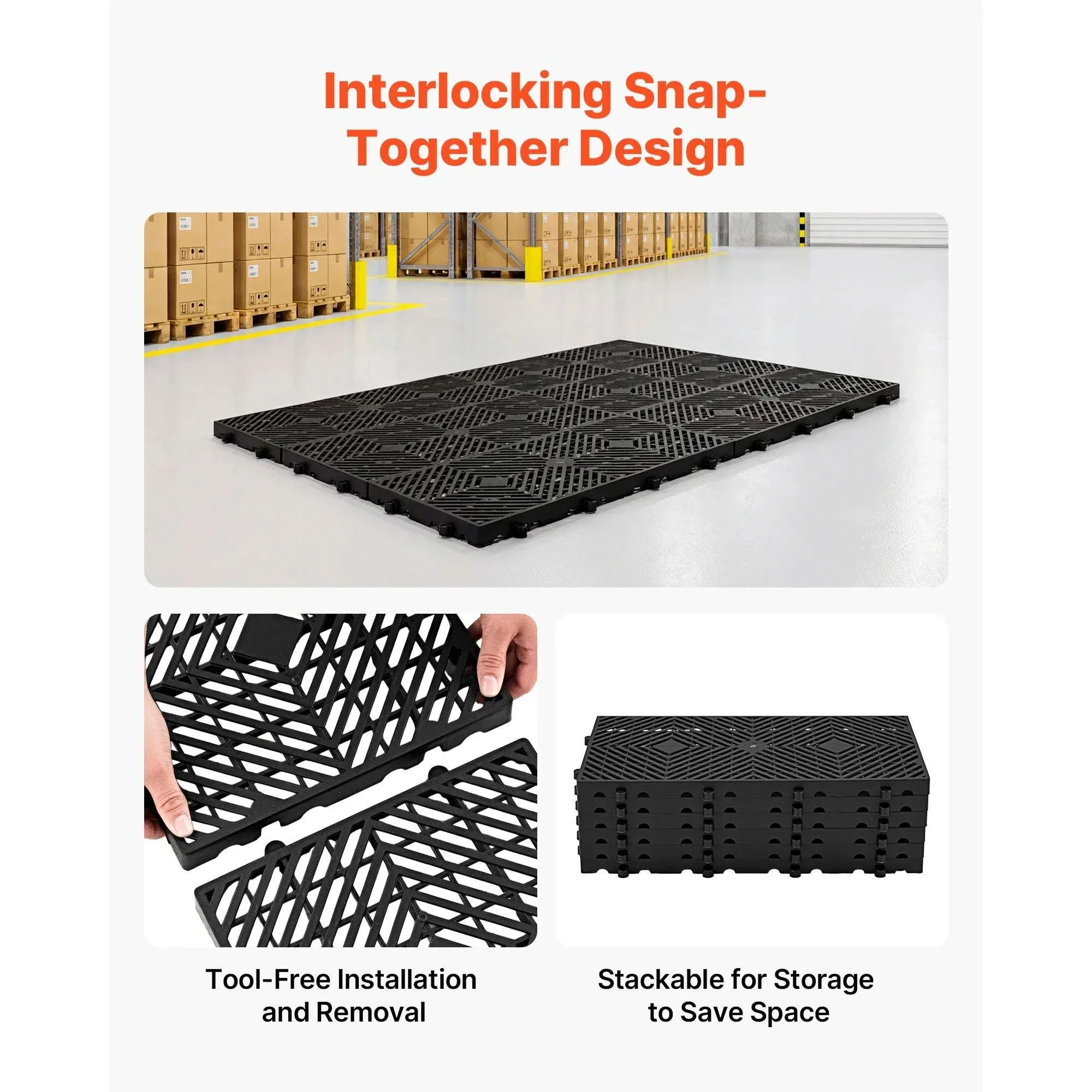 6PCS Plastic Storage Pallets with Grid Design for Basement & Warehouse - Image 5