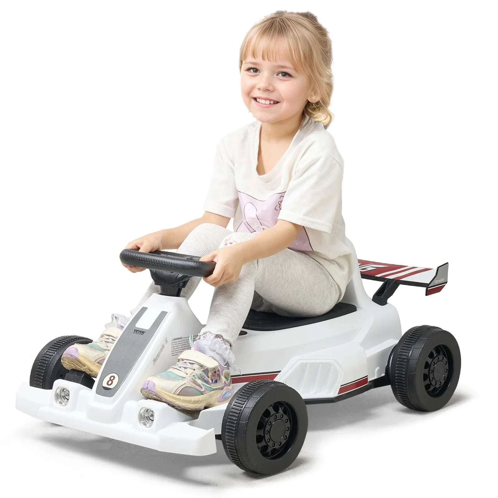 Kids Electric Go Kart 6V Pedal Ride-On with Headlight & Horn