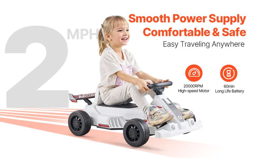 Kids Electric Go Kart 6V Pedal Ride-On with Headlight & Horn - Image 11