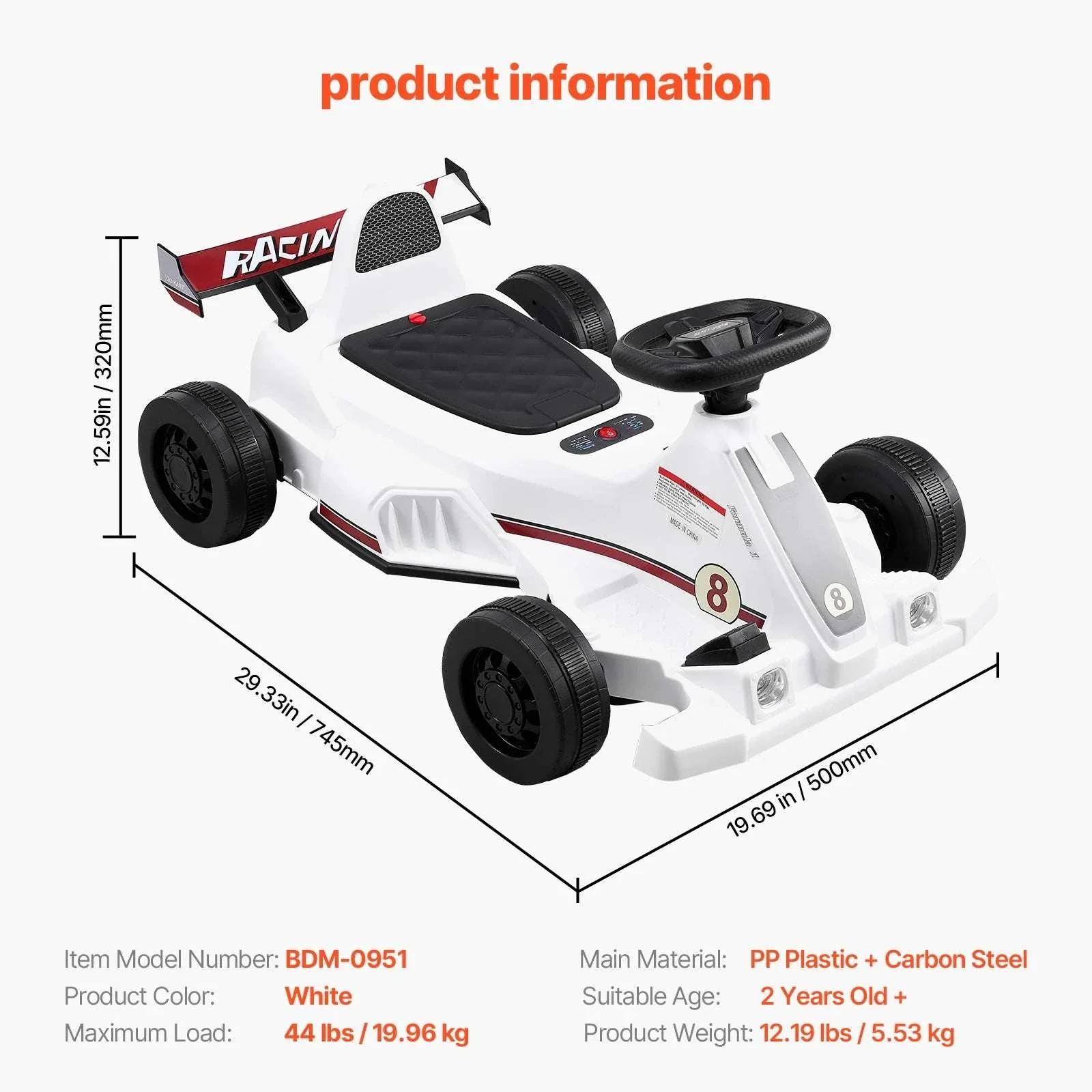 Kids Electric Go Kart 6V Pedal Ride-On with Headlight & Horn - Image 14