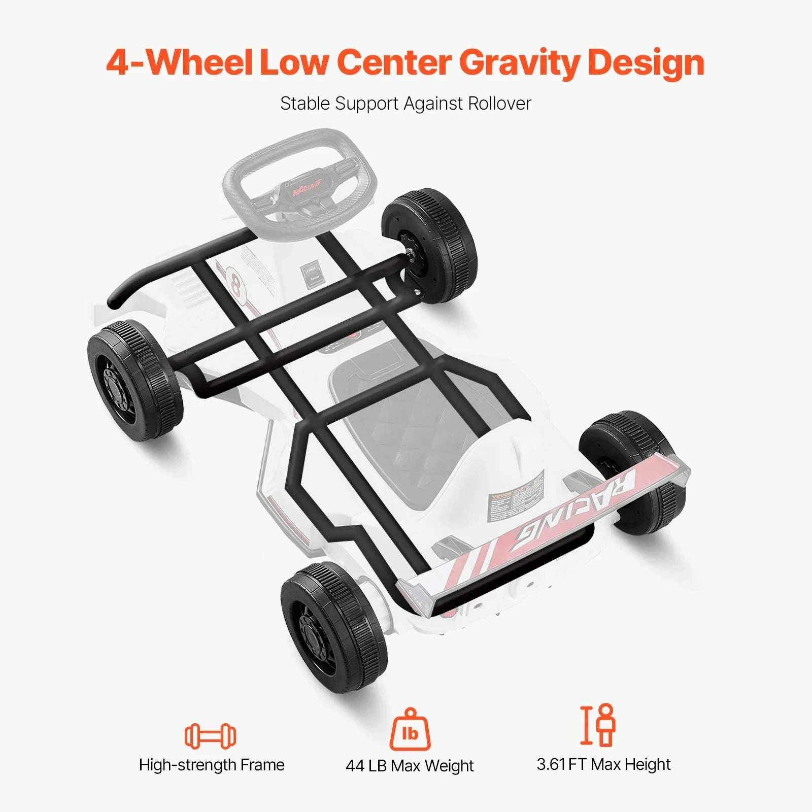 Kids Electric Go Kart 6V Pedal Ride-On with Headlight & Horn - Image 2