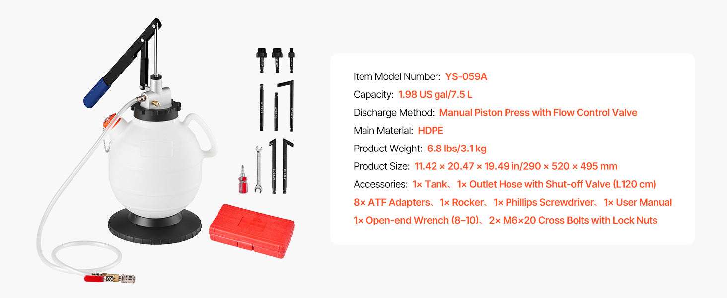 7.5L Transmission Fluid Pump with 8 ATF Adapters & 47in Hose - Image 16