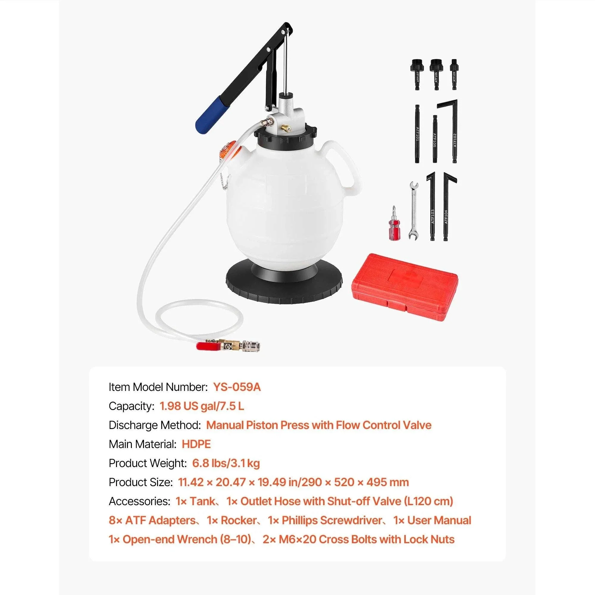 7.5L Transmission Fluid Pump with 8 ATF Adapters & 47in Hose - Image 18