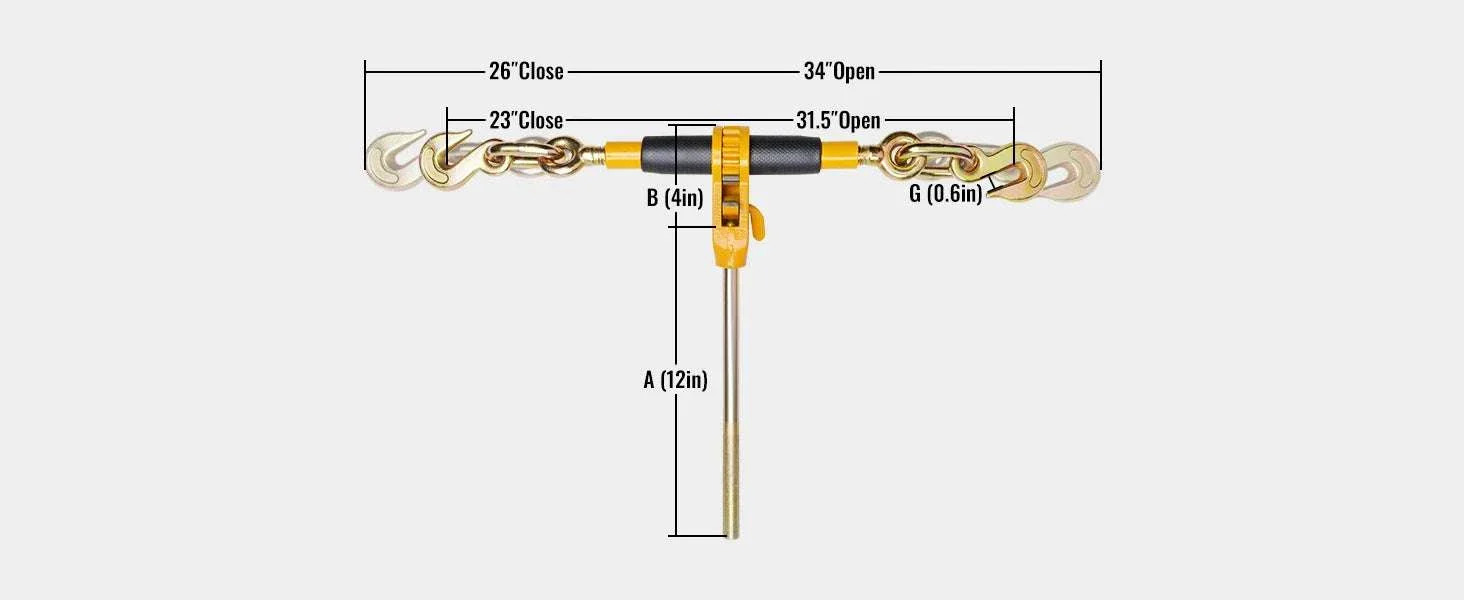 7100 lb Ratchet Chain Binder with Detachable Handle & Hooks - Image 14