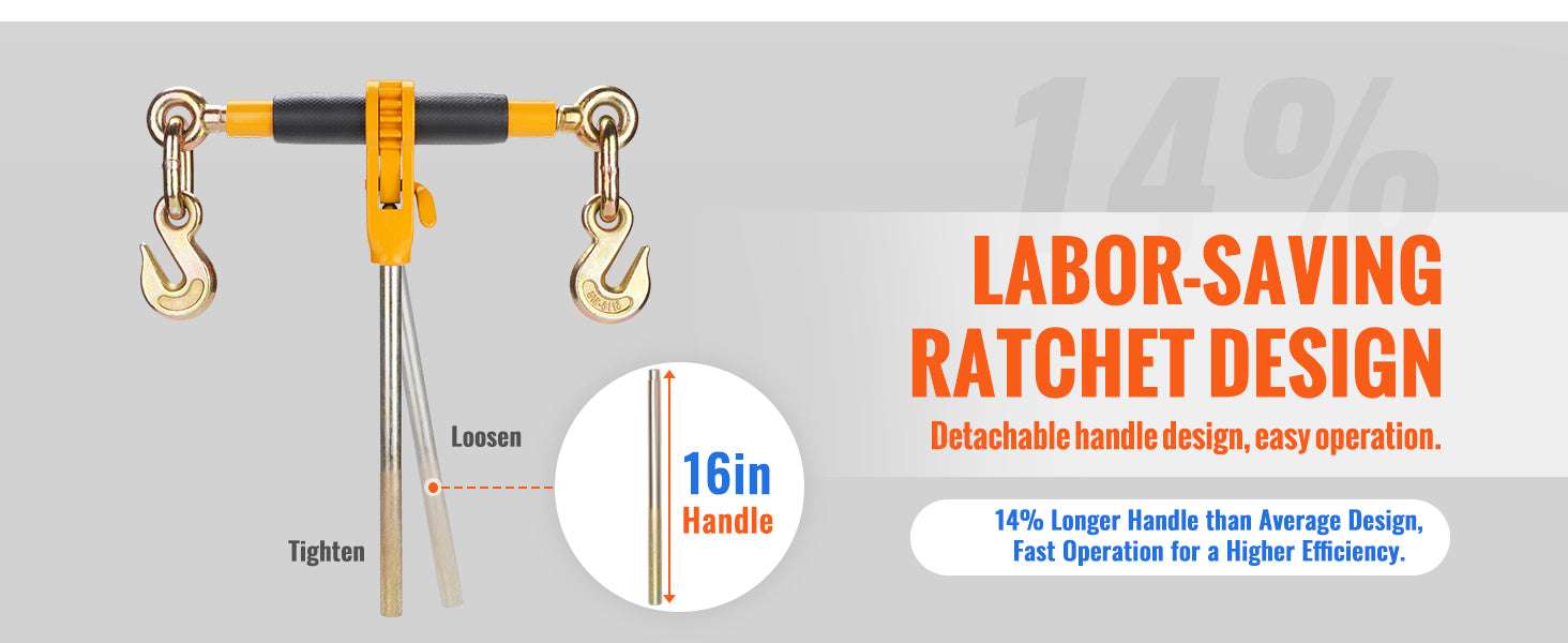 7100 lb Ratchet Chain Binder with Detachable Handle & Hooks - Image 9
