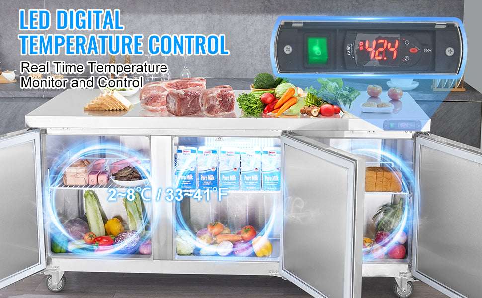 72" Commercial Sandwich Prep Table Fridge 20 Cu.Ft Stainless Steel - Image 9