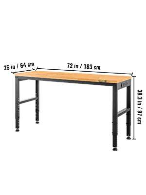 72" Adjustable Height Workbench with Oak Top, 900kg Capacity - Image 16
