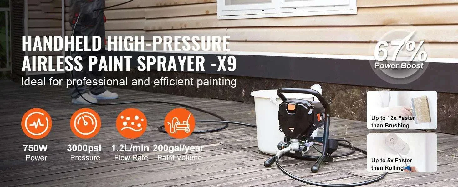 750W/950W Airless Paint Sprayer 3000 PSI High Pressure System - Image 8