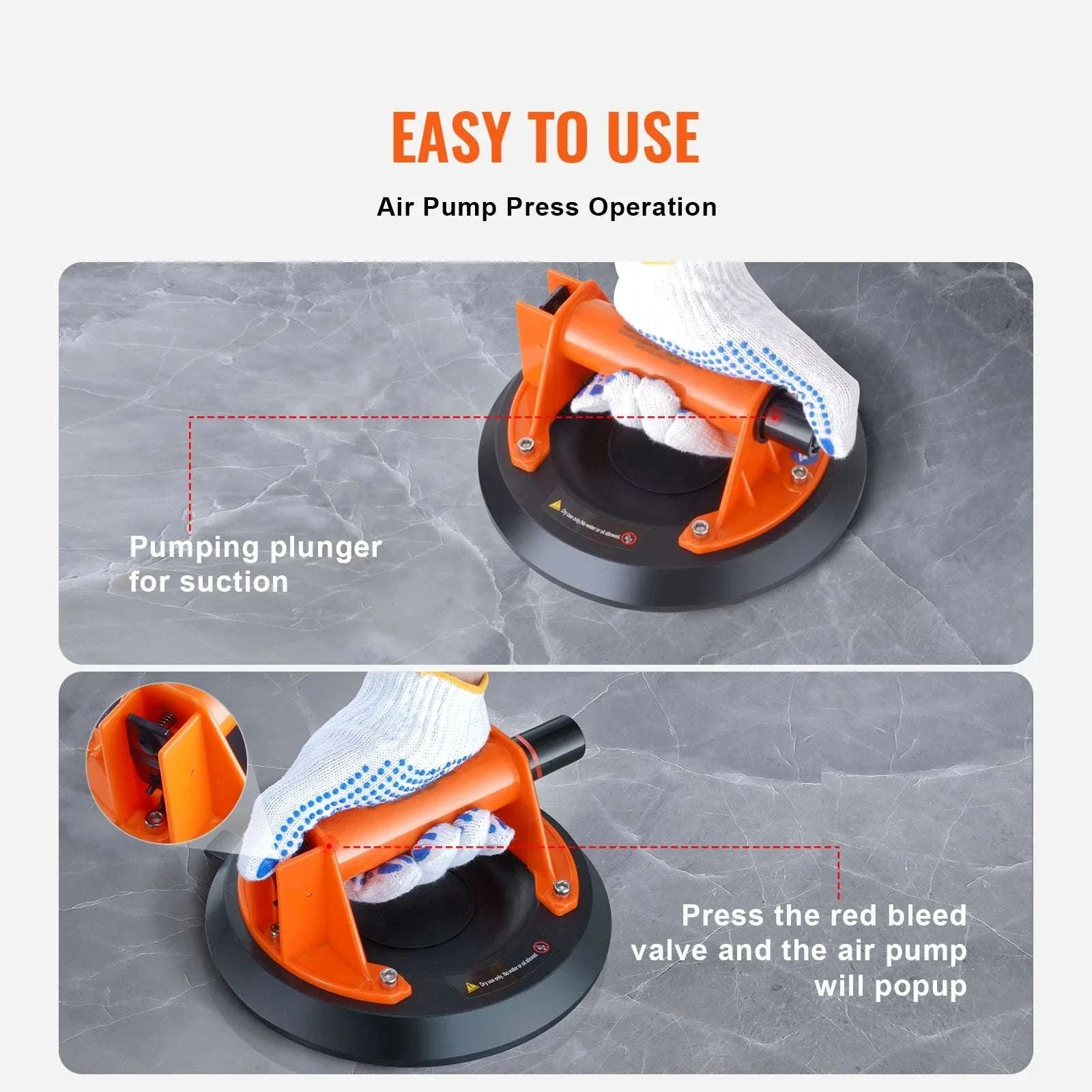 Glass Vacuum Suction Cup Lifter with Handle & Carry Case (8"/10") - Image 3