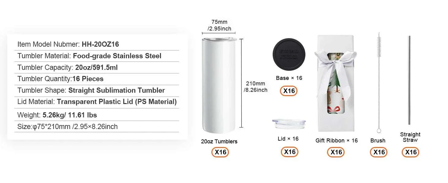 Blank Sublimation Tumblers Bulk 20oz & 30oz Stainless Steel Cups - Image 16
