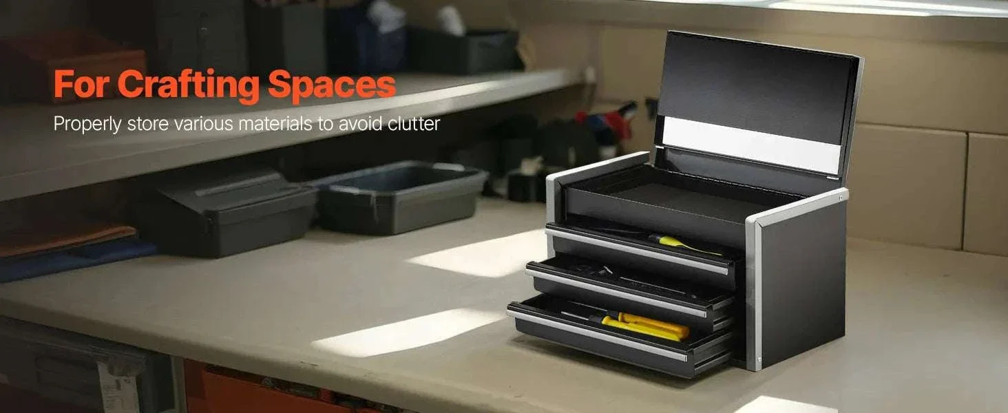 Mini Metal Toolbox with 3 Drawers and Magnetic Lid 8.6 Inch - Image 17