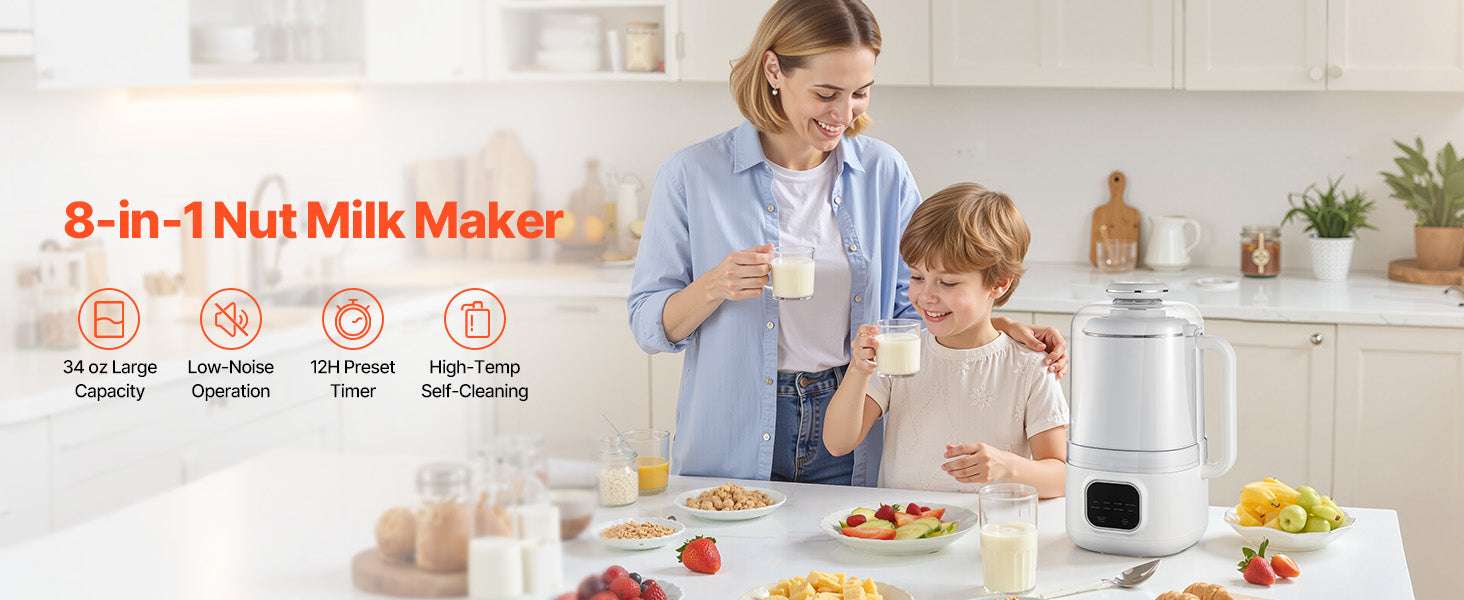 8-in-1 Nut Milk Maker 34oz with Self-Cleaning & 12h Timer - Image 8