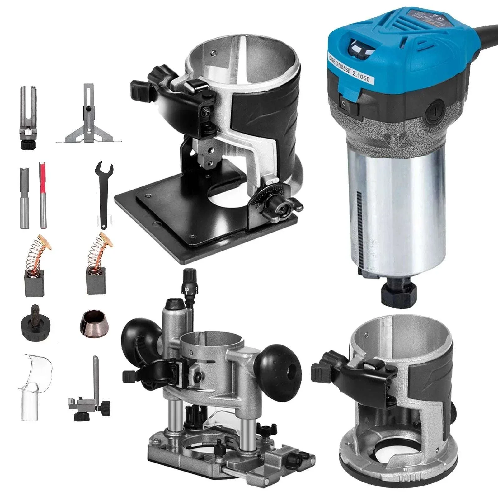 800W Compact Wood Router Kit Variable Speed 10,000–30,000 RPM