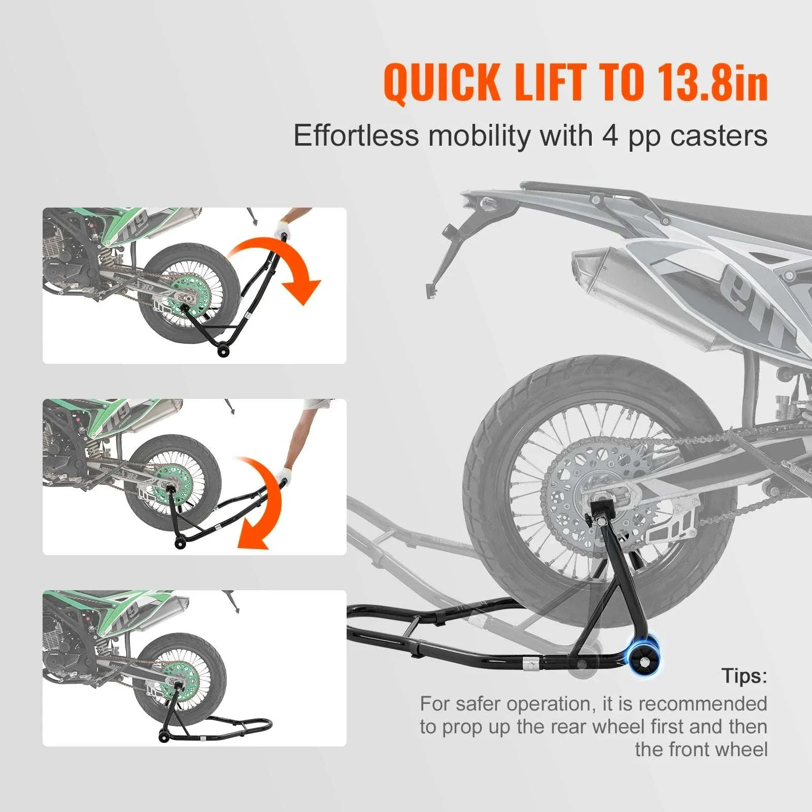 850lb Motorcycle Front & Rear Stand Lift Combo for Stable Maintenance - Image 5