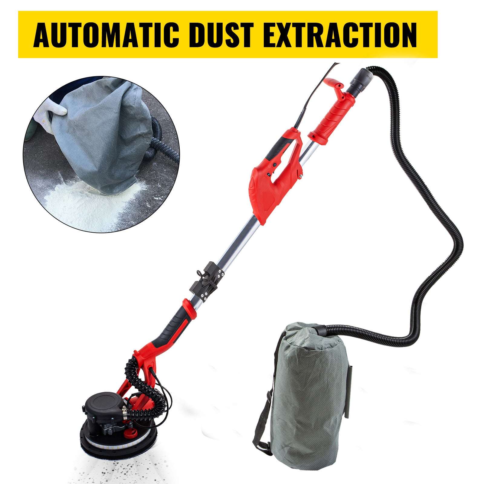 850W Drywall Sander with Variable Speed, LED Light & Extendable Handle - Image 12