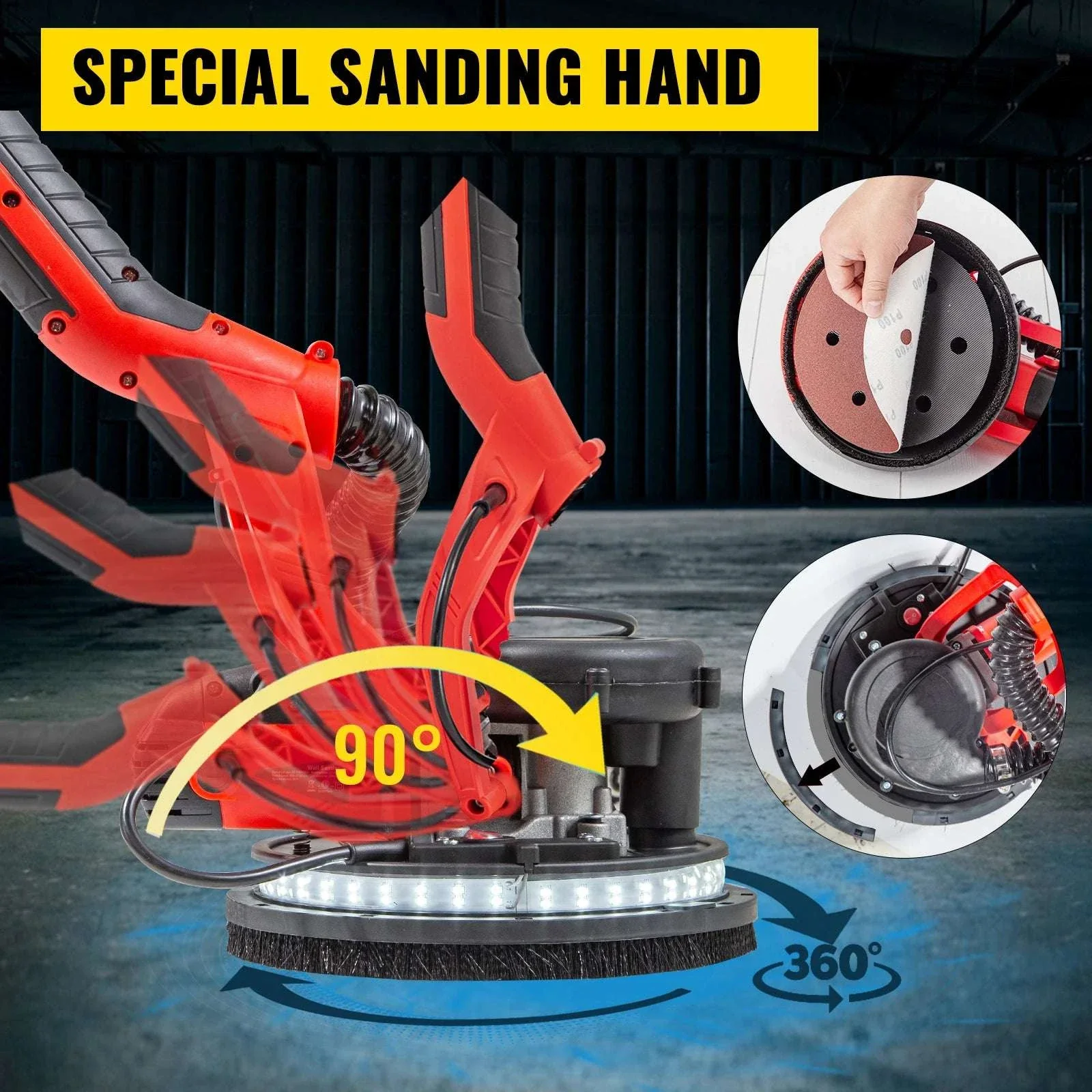 850W Drywall Sander with Variable Speed, LED Light & Extendable Handle - Image 5