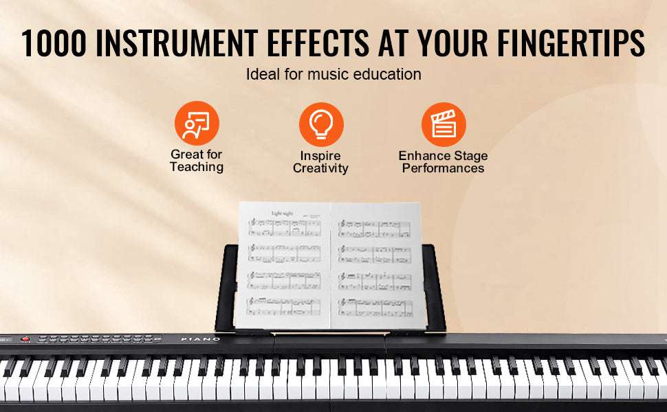 88-Key Digital Piano Keyboard with Stand, 1000 Tones & Bluetooth - Image 11