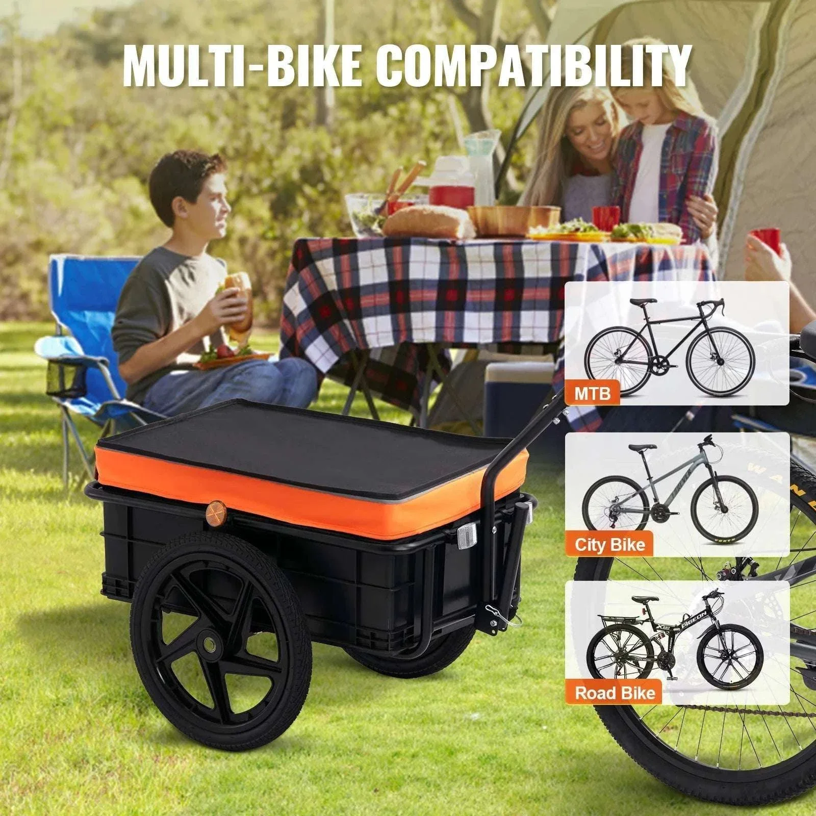 Bike Cargo Trailer 88 lbs Capacity Foldable Wagon with 16" Wheels - Image 6