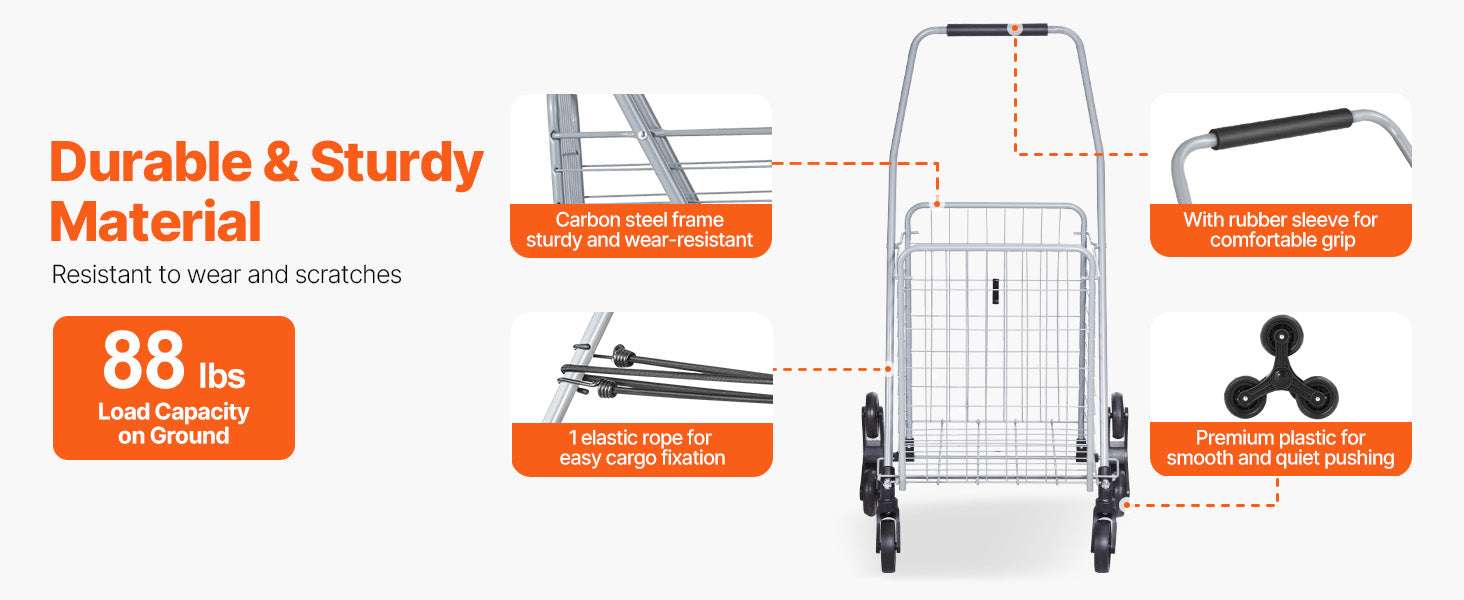 Folding Stair Climbing Cart with 88lb Capacity and 45L Space - Image 10
