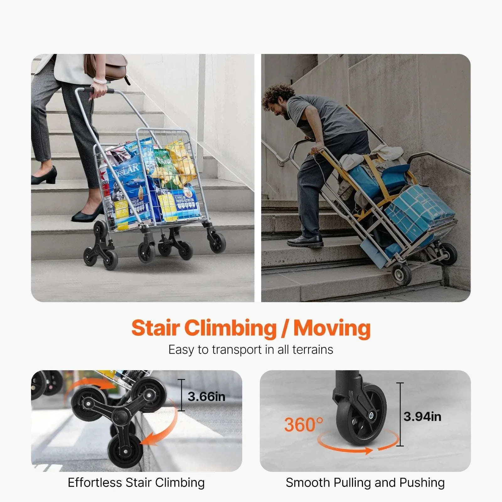 Folding Stair Climbing Cart with 88lb Capacity and 45L Space - Image 2