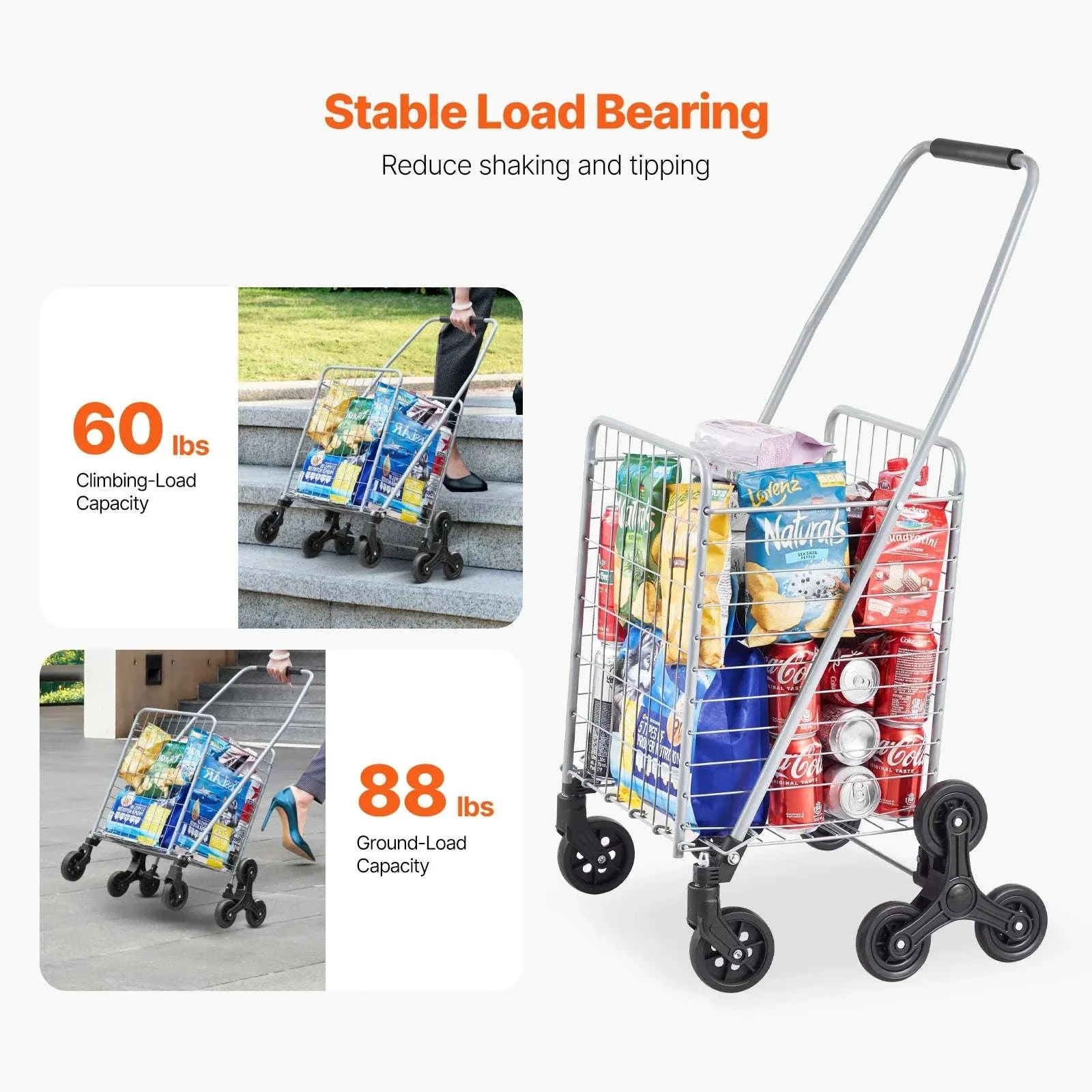 Folding Stair Climbing Cart with 88lb Capacity and 45L Space - Image 3
