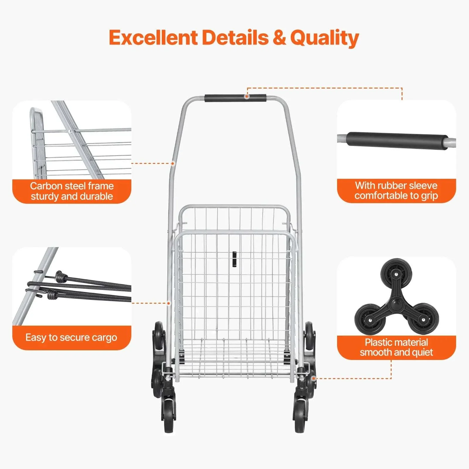 Folding Stair Climbing Cart with 88lb Capacity and 45L Space - Image 6
